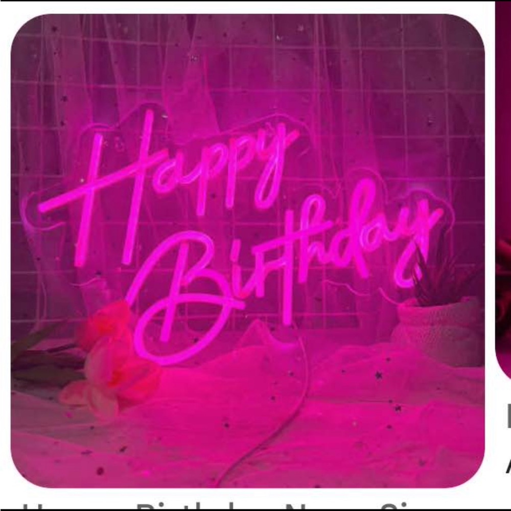 Pink Neon Happy Birthday Sign